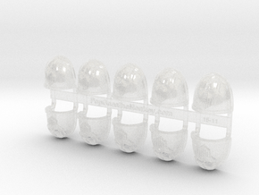 10x Iron Heads - G:4a Shoulder Pads in Clear Ultra Fine Detail Plastic