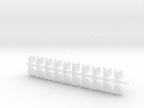 20x Ultra Skull - Small Bent Insignias (5mm) in Clear Ultra Fine Detail Plastic