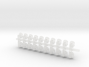 20x Skull - Small Bent Insignias (5mm) in Clear Ultra Fine Detail Plastic