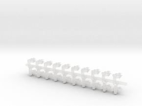 20x Dragon Head  - Tiny Convex Insignias (3mm)	 in Clear Ultra Fine Detail Plastic