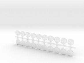 20x Mitsu Tomoe - Bent Insignias (7mm)	 in Clear Ultra Fine Detail Plastic