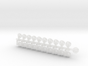 20x Mitsu Tomoe - Small Bent Insignias (5mm) in Clear Ultra Fine Detail Plastic