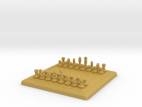 Miniature Unmovable Chess Set in Tan Fine Detail Plastic