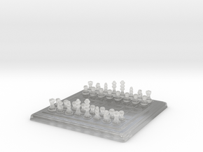Miniature Unmovable Chess Set in Clear Ultra Fine Detail Plastic