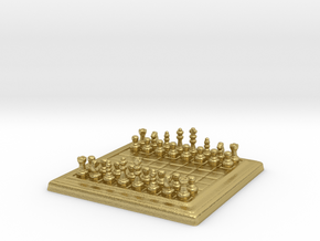 Miniature Unmovable Chess Set in Natural Brass