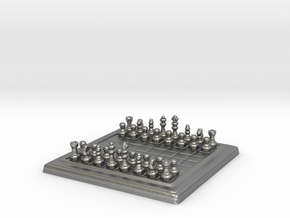 Miniature Unmovable Chess Set in Natural Silver