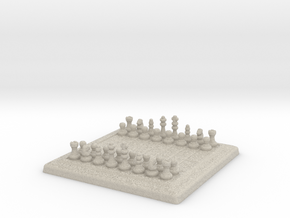Miniature Unmovable Chess Set in Natural Sandstone