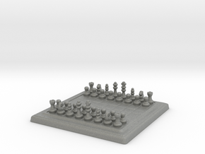 Miniature Unmovable Chess Set in Gray PA12 Glass Beads