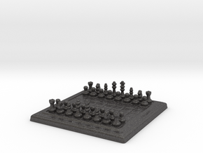 Miniature Unmovable Chess Set in Dark Gray PA12 Glass Beads