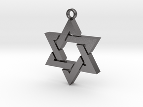 Star of David, Double Sided, 29mm across. in Processed Stainless Steel 316L (BJT)