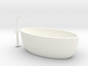 Modern Dollhouse Bathtub in White Smooth Versatile Plastic