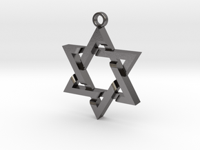 28mm wide Star of David Rounded in Processed Stainless Steel 316L (BJT)