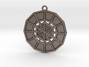 Resurrection Emblem 03 Medallion (Sacred Geometry) in Polished Bronzed-Silver Steel