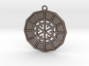 Resurrection Emblem 05 Medallion (Sacred Geometry) in Polished Bronzed-Silver Steel