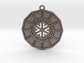 Resurrection Emblem 10 Medallion (Sacred Geometry) in Polished Bronzed-Silver Steel
