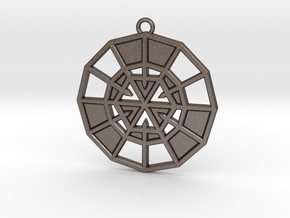 Resurrection Emblem 08 Medallion (Sacred Geometry) in Polished Bronzed-Silver Steel