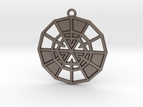 Resurrection Emblem 11 Medallion (Sacred Geometry) in Polished Bronzed-Silver Steel
