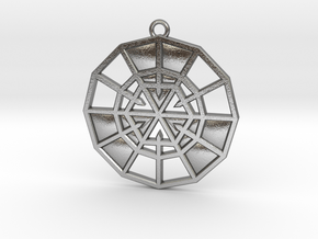 Resurrection Emblem 11 Medallion (Sacred Geometry) in Natural Silver