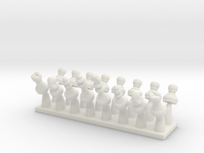 Miniature Movable Chess Pieces in White Natural Versatile Plastic