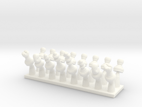 Miniature Movable Chess Pieces in White Smooth Versatile Plastic