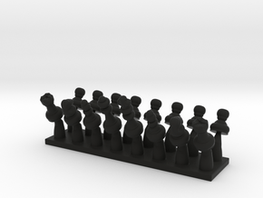 Miniature Movable Chess Pieces in Black Smooth Versatile Plastic