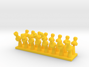 Miniature Movable Chess Pieces in Yellow Smooth Versatile Plastic