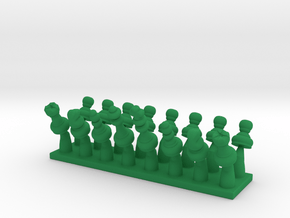 Miniature Movable Chess Pieces in Green Smooth Versatile Plastic
