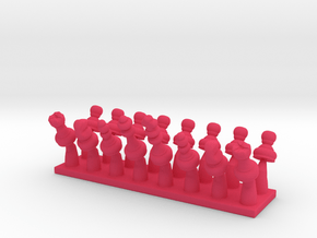 Miniature Movable Chess Pieces in Pink Smooth Versatile Plastic