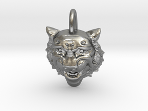 Leopard's head for pendant in Natural Silver