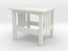 Mission End Table 1/12 scale in White Natural Versatile Plastic