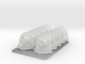 The Legions Of Michael V2 Crusader Shoulder Pads in Clear Ultra Fine Detail Plastic