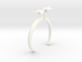 Bracelet with one large flower of the Tomato in White Processed Versatile Plastic: Extra Small