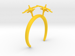 Bracelet with two large flowers of the Tomato R in Yellow Processed Versatile Plastic: Medium