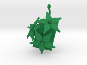 Pendant with three large flowers of the Tomato in Green Processed Versatile Plastic