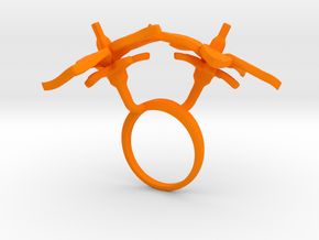 Ring with two large flowers of the Tomato L in Orange Processed Versatile Plastic: 7.25 / 54.625