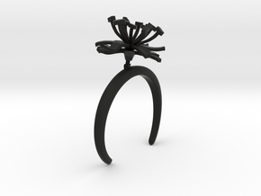 Bracelet with one large flower of the Chicory in Black Natural Versatile Plastic: Small
