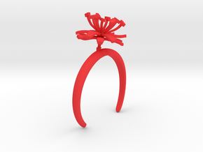 Bracelet with one large flower of the Chicory in Red Processed Versatile Plastic: Medium