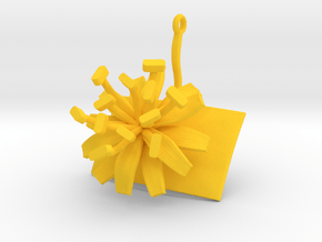 Pendant with one large flower of the Chicory in Yellow Processed Versatile Plastic