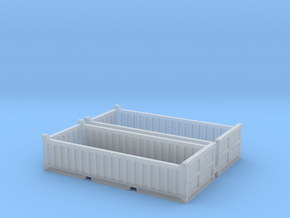 N Scale 20ft Open Top Container Half Height (2pc W in Clear Ultra Fine Detail Plastic