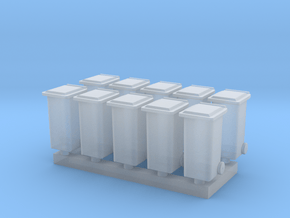 N Scale 10x Household Waste Container (Wheelie Bin in Clear Ultra Fine Detail Plastic