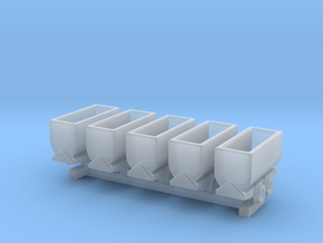 N Scale 5 Mine Carts in Clear Ultra Fine Detail Plastic