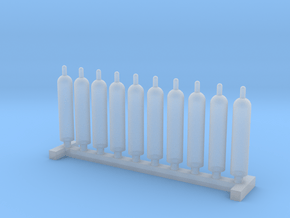 N Scale 10 Gas Cylinders in Clear Ultra Fine Detail Plastic