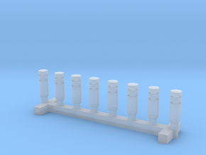 N Scale 8x Road Bollard Modern in Clear Ultra Fine Detail Plastic