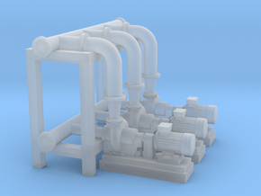 N Scale Pump Section 3 Pumps in Clear Ultra Fine Detail Plastic