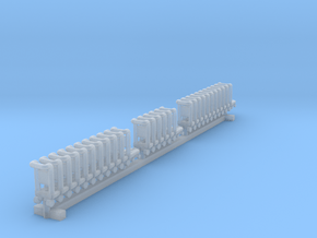 N Scale Luggage Trolleys (3 Rows) in Clear Ultra Fine Detail Plastic