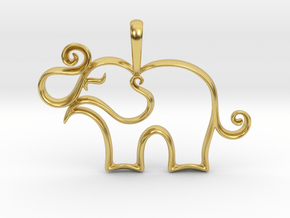 Elephant Pendant Necklace in Polished Brass