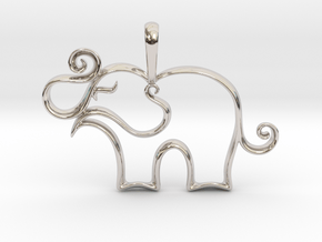 Elephant Pendant Necklace in Rhodium Plated Brass