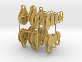 Small set of rigging blocks and pulleys in Tan Fine Detail Plastic