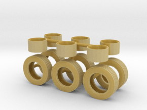 1/64th Horse and other trailers wheels & Tire set in Tan Fine Detail Plastic