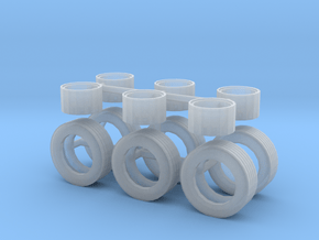 1/64th Horse and other trailers wheels & Tire set in Clear Ultra Fine Detail Plastic